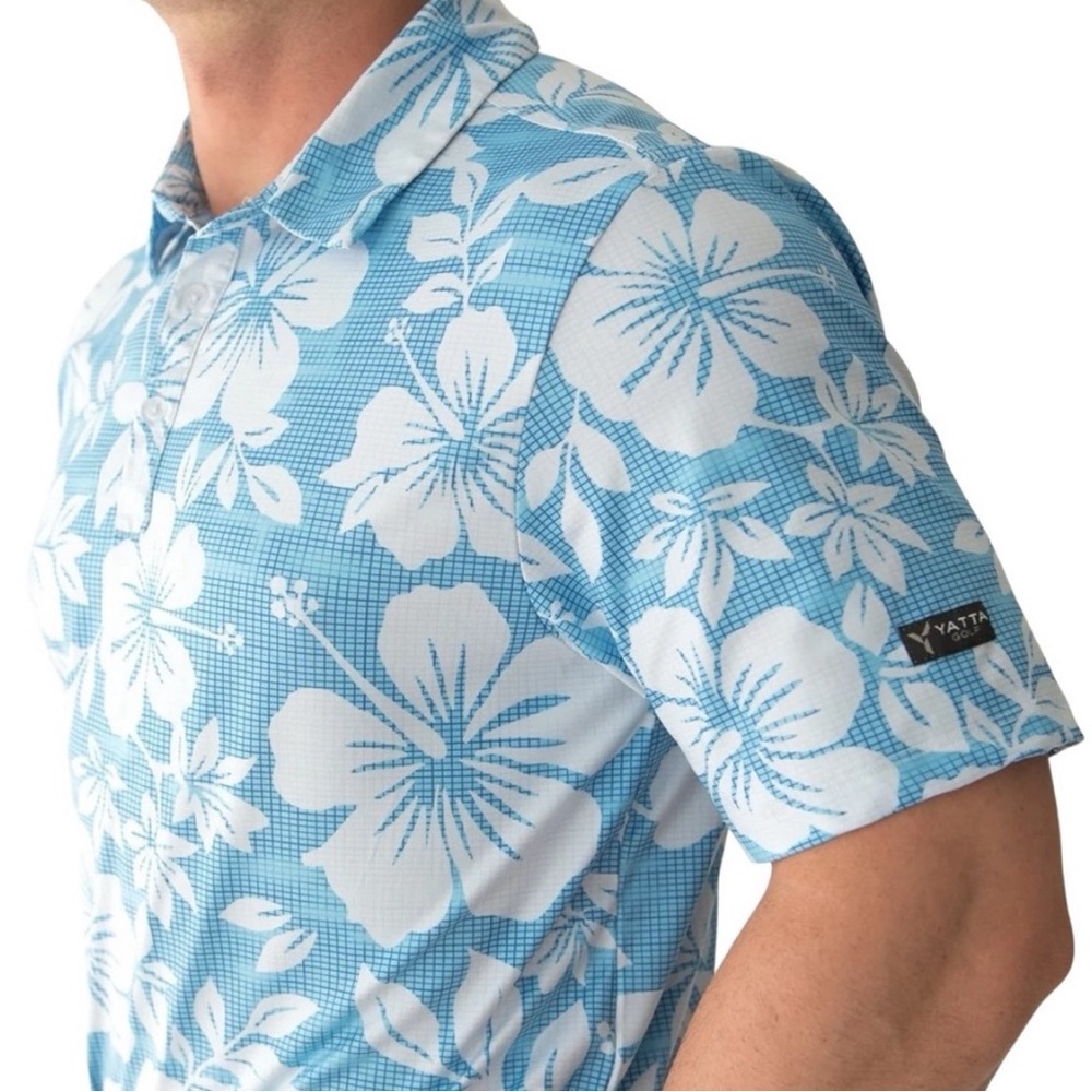 YATTA Blue Floral Men's Polo Shirt